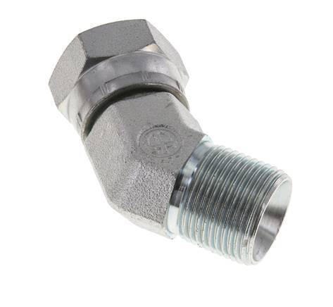 45deg Angled Fitting G3/4'' Female x Male High Pressure Steel 60° Cone 175bar (2458.75psi) Hydraulic