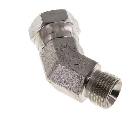 45deg Angled Fitting G3/8'' Female x Male High Pressure Stainless Steel 60° Cone 325bar (4566.25psi) Hydraulic