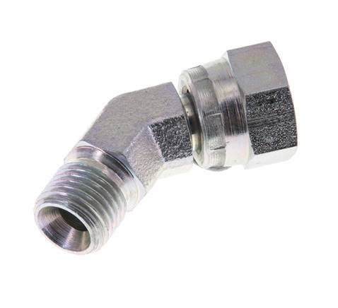 45deg Angled Fitting G1/4'' Female x Male High Pressure Steel 60° Cone 350bar (4917.5psi) Hydraulic