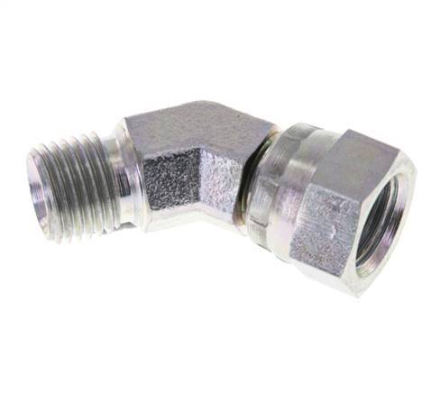 45deg Angled Fitting G1/4'' Female x Male High Pressure Steel 60° Cone 350bar (4917.5psi) Hydraulic