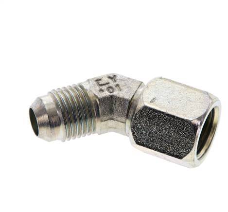 45deg JIC Angled Fitting UNF 9/16''-18 Male x Female Steel 275bar (3863.75psi)