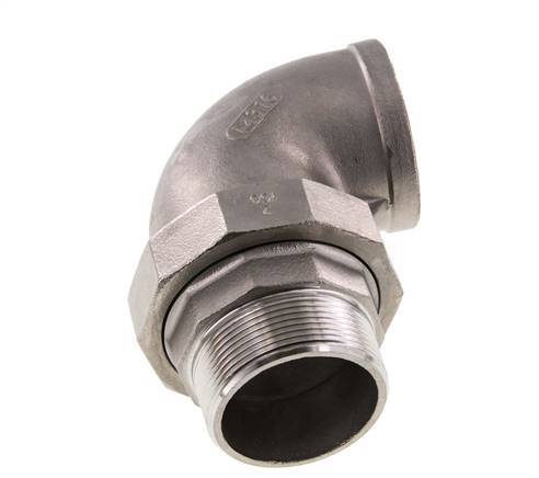 90deg Angled Connector 2'' Male R x Female Rp Stainless Steel Conical Seal 16bar (224.8psi)