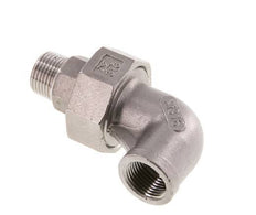 90deg Angled Connector 3/8'' Male R x Female Rp Stainless Steel Conical Seal 16bar (224.8psi)