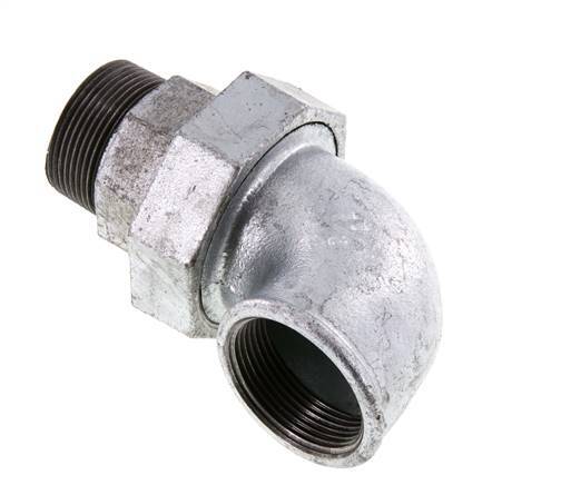 90deg Angled Union Connector 1 1/2'' Male R x Female Rp Cast Iron Flat Seal Centellen 25bar (351.25psi)