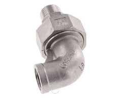 90deg Angled Union Connector 3/8'' Male R x Female Rp Stainless Steel Flat Seal PTFE 16bar (224.8psi)