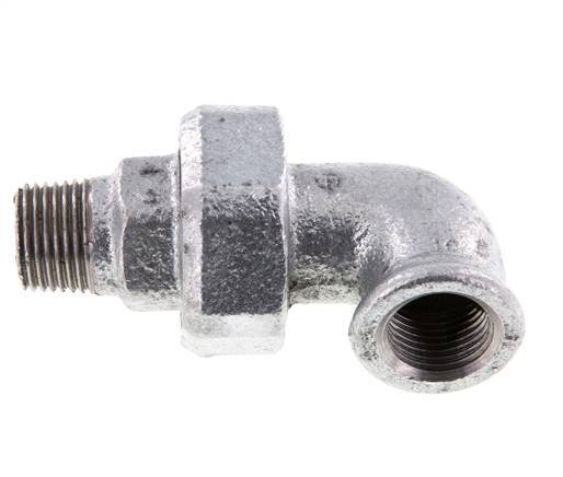90deg Angled Union Connector 1/2'' Male R x Female Rp Cast Iron Flat Seal Centellen 25bar (351.25psi)