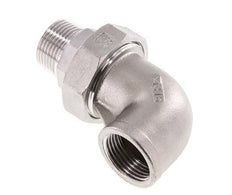 90deg Angled Union Connector 1'' Male R x Female Rp Stainless Steel Flat Seal PTFE 16bar (224.8psi)