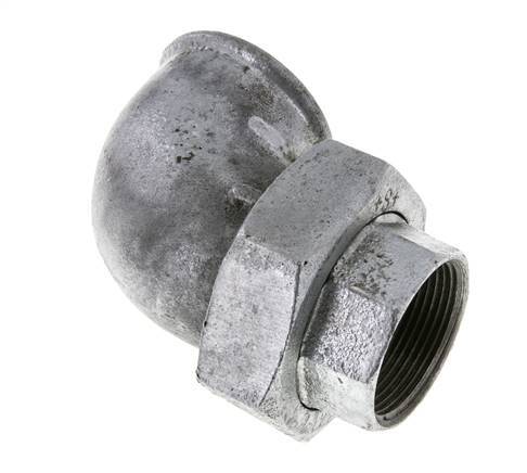 90deg Angled Union Connector Rp1 1/2'' Female Cast Iron Flat Seal Centellen 25bar (351.25psi)