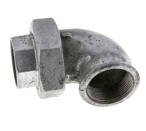 90deg Angled Union Connector Rp1 1/2'' Female Cast Iron Flat Seal Centellen 25bar (351.25psi)