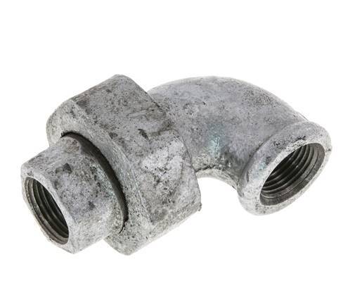90deg Angled Union Connector Rp3/8'' Female Cast Iron Flat Seal Centellen 25bar (351.25psi)