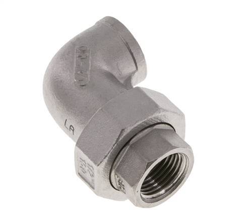 90deg Angled Union Connector Rp1/2'' Female Stainless Steel Flat Seal PTFE 16bar (224.8psi)