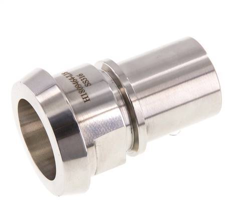 DIN 11851 Sanitary (Dairy) Fitting 50mm Cone x 1 1/4 inch (32 mm) Hose Pillar Stainless Steel Safety Collar