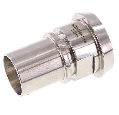 DIN 11851 Sanitary (Dairy) Fitting 50mm Cone x 1 1/4 inch (32 mm) Hose Pillar Stainless Steel Safety Collar