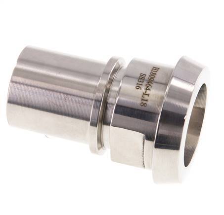 DIN 11851 Sanitary (Dairy) Fitting 50mm Cone x 1 1/4 inch (32 mm) Hose Pillar Stainless Steel Safety Collar