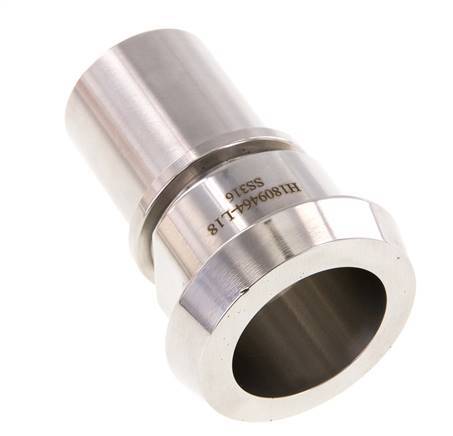 DIN 11851 Sanitary (Dairy) Fitting 50mm Cone x 1 1/4 inch (32 mm) Hose Pillar Stainless Steel Safety Collar