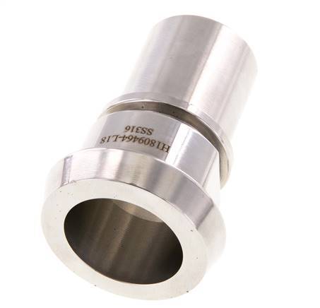 DIN 11851 Sanitary (Dairy) Fitting 50mm Cone x 1 1/4 inch (32 mm) Hose Pillar Stainless Steel Safety Collar