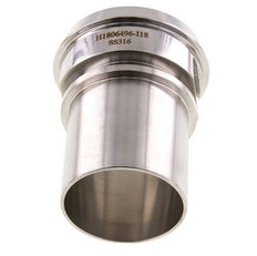DIN 11851 Sanitary (Dairy) Fitting 86mm Cone x 2 1/2 inch (63 mm) Hose Pillar Stainless Steel Safety Collar