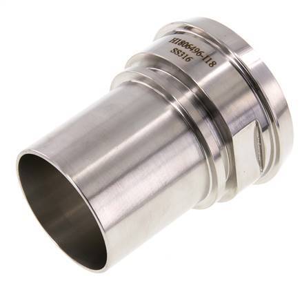 DIN 11851 Sanitary (Dairy) Fitting 86mm Cone x 2 1/2 inch (63 mm) Hose Pillar Stainless Steel Safety Collar