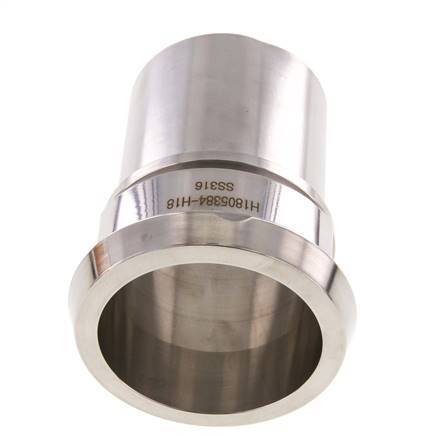 DIN 11851 Sanitary (Dairy) Fitting 86mm Cone x 2 1/2 inch (65 mm) Hose Pillar Stainless Steel Safety Collar