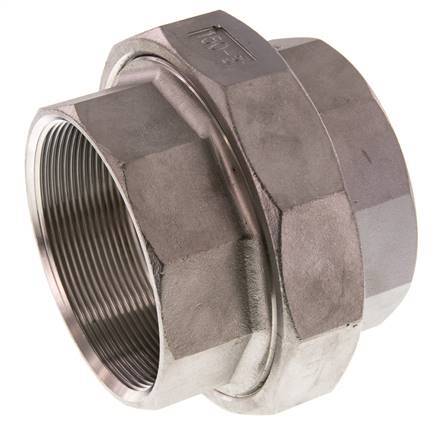 Union Straight Connector Rp3'' Female Stainless Steel Flat Seal PTFE 16bar (224.8psi)
