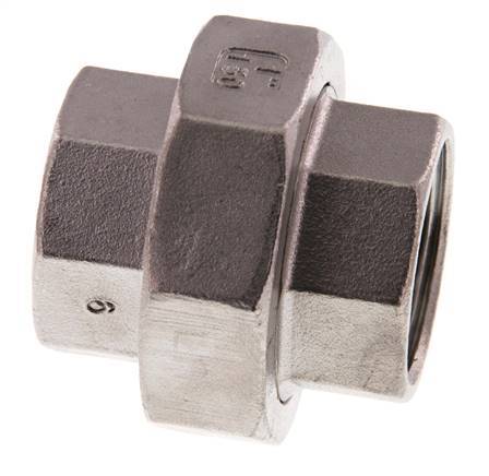 Union Straight Connector Rp1'' Female Stainless Steel Flat Seal PTFE 16bar (224.8psi)