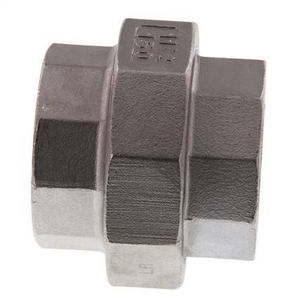 Union Straight Connector Rp1 1/2'' Female Stainless Steel Flat Seal PTFE 16bar (224.8psi)