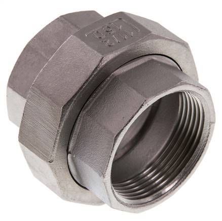 Union Straight Connector Rp1 1/2'' Female Stainless Steel Flat Seal PTFE 16bar (224.8psi)