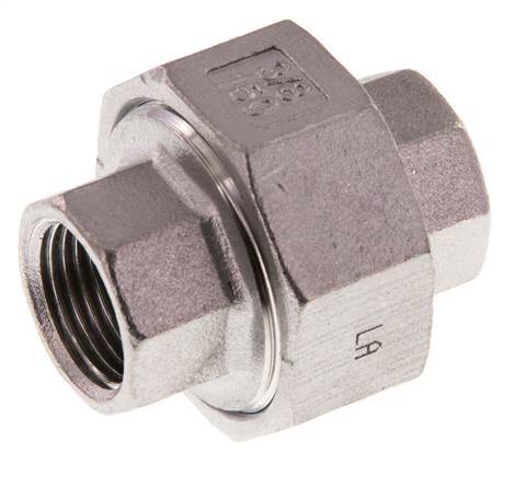 Union Straight Connector Rp3/8'' Female Stainless Steel Flat Seal PTFE 16bar (224.8psi)