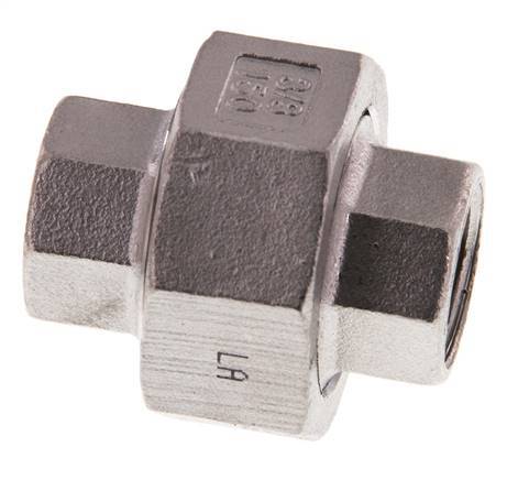 Union Straight Connector Rp3/8'' Female Stainless Steel Flat Seal PTFE 16bar (224.8psi)