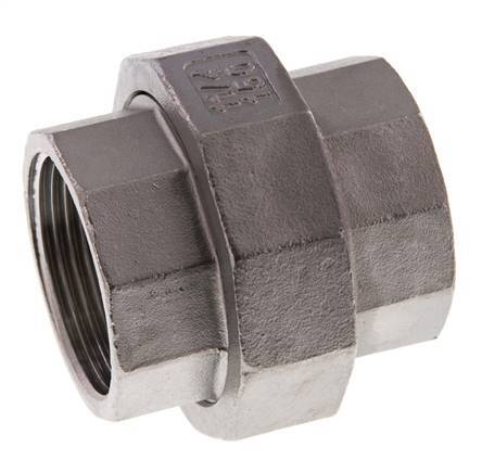 Union Straight Connector Rp1 1/4'' Female Stainless Steel Flat Seal PTFE 16bar (224.8psi)