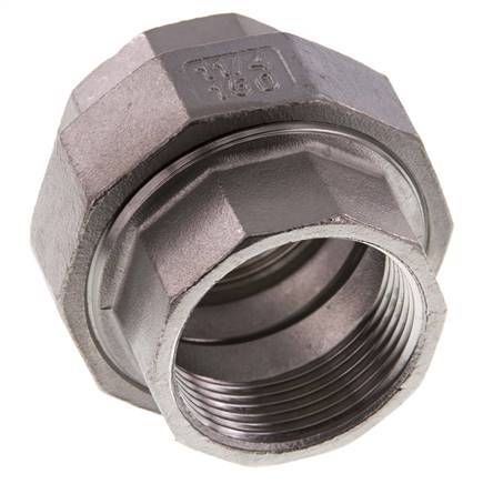 Union Straight Connector Rp1 1/4'' Female Stainless Steel Flat Seal PTFE 16bar (224.8psi)