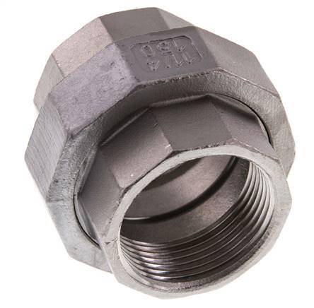 Union Straight Connector Rp1 1/4'' Female Stainless Steel Flat Seal PTFE 16bar (224.8psi)