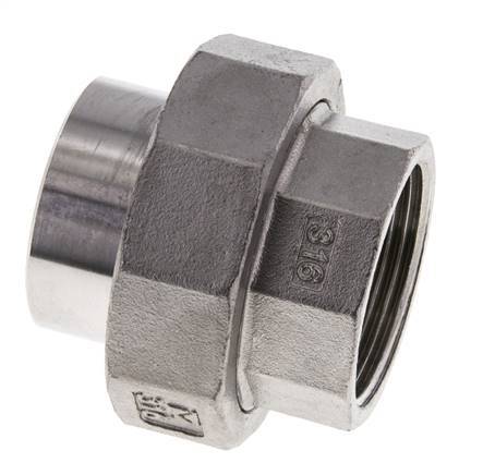 Union Straight Connector Rp1 1/4'' Female x 42.4mm Weld End Stainless Steel Conical Seal 16bar (224.8psi)