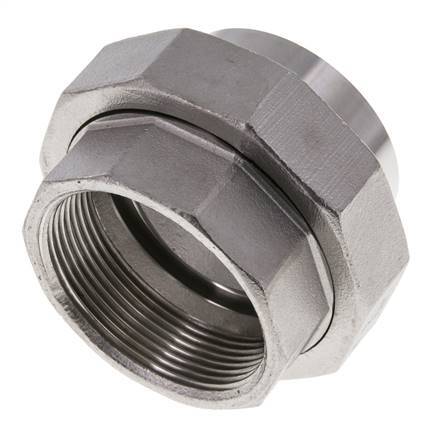 Union Straight Connector Rp2'' Female x 60.3mm Weld End Stainless Steel Flat Seal PTFE 150bar (2107.5psi)