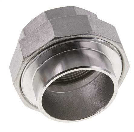 Union Straight Connector Rp2'' Female x 60.3mm Weld End Stainless Steel Flat Seal PTFE 150bar (2107.5psi)