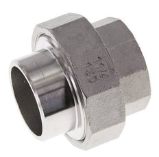 Union Straight Connector Rp1 1/4'' Female x 42.4mm Weld End Stainless Steel Flat Seal PTFE 150bar (2107.5psi)