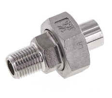 Union Straight Connector R1/4'' Male x 13.5mm Weld End Stainless Steel Conical Seal 16bar (224.8psi)