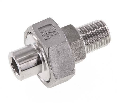 Union Straight Connector R1/4'' Male x 13.5mm Weld End Stainless Steel Conical Seal 16bar (224.8psi)