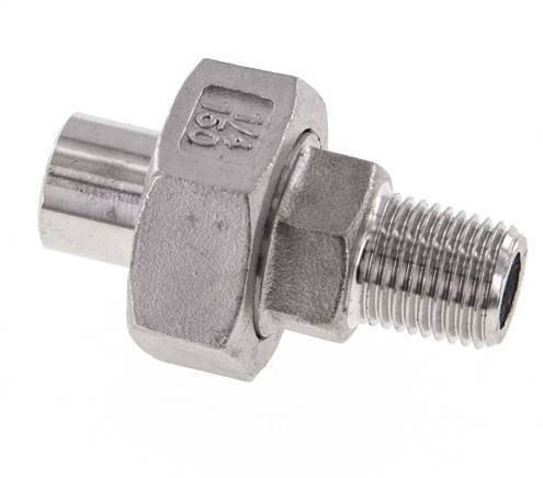 Union Straight Connector R1/4'' Male x 13.5mm Weld End Stainless Steel Conical Seal 16bar (224.8psi)