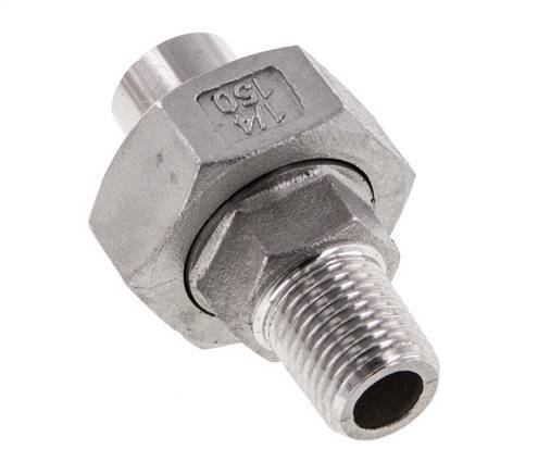 Union Straight Connector R1/4'' Male x 13.5mm Weld End Stainless Steel Conical Seal 16bar (224.8psi)