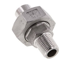 Union Straight Connector R1/4'' Male x 13.5mm Weld End Stainless Steel Conical Seal 16bar (224.8psi)