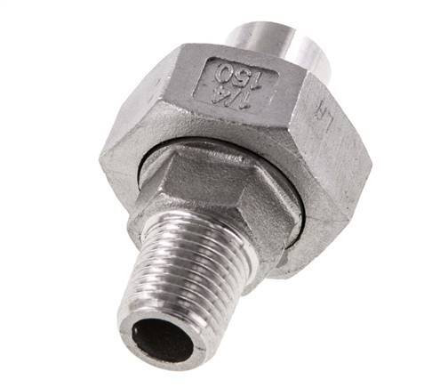 Union Straight Connector R1/4'' Male x 13.5mm Weld End Stainless Steel Conical Seal 16bar (224.8psi)