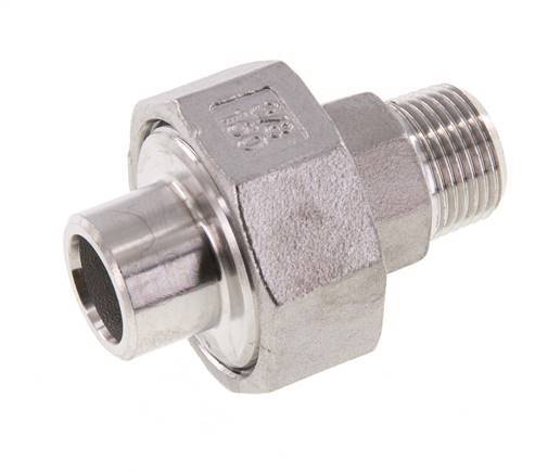 Union Straight Connector R3/8'' Male x 17.2mm Weld End Stainless Steel Conical Seal 16bar (224.8psi)