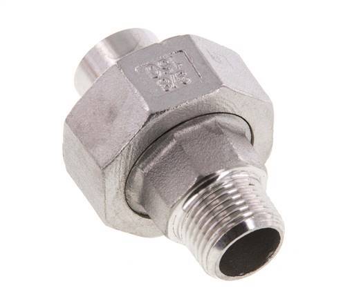 Union Straight Connector R3/8'' Male x 17.2mm Weld End Stainless Steel Conical Seal 16bar (224.8psi)