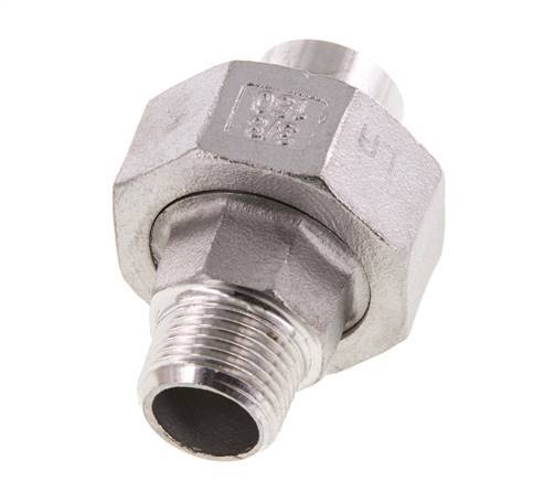 Union Straight Connector R3/8'' Male x 17.2mm Weld End Stainless Steel Conical Seal 16bar (224.8psi)