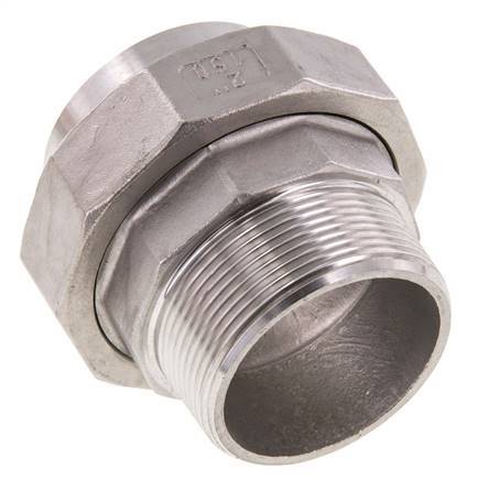 Union Straight Connector R2'' Male x 60.3mm Weld End Stainless Steel Conical Seal 16bar (224.8psi)