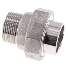Union Straight Connector R1 1/4'' Male x 42.4mm Weld End Stainless Steel Flat Seal PTFE 16bar (224.8psi)