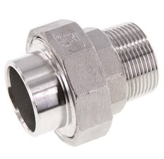 Union Straight Connector R1 1/4'' Male x 42.4mm Weld End Stainless Steel Flat Seal PTFE 16bar (224.8psi)