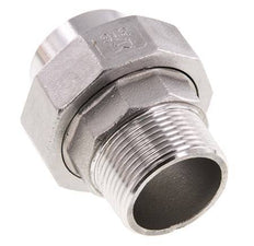 Union Straight Connector R1 1/4'' Male x 42.4mm Weld End Stainless Steel Flat Seal PTFE 16bar (224.8psi)