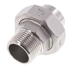 Union Straight Connector R1'' Male x 33.7mm Weld End Stainless Steel Flat Seal PTFE 16bar (224.8psi)